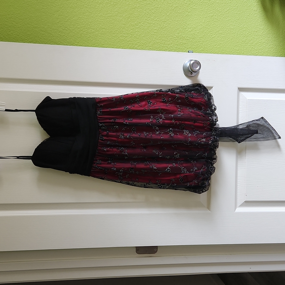 Black and maroon dress